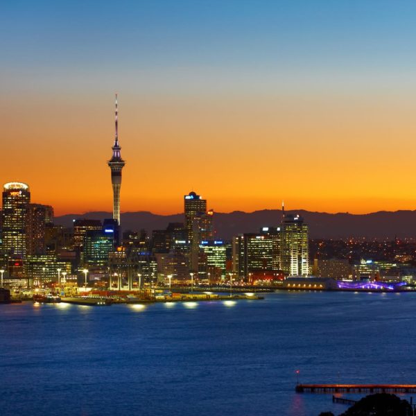 Auckland City New Zealand Sunset