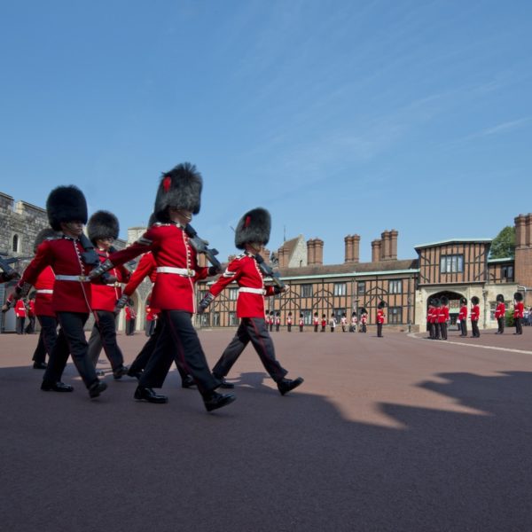 Windsor Castle Guards Queen's Guard during the changing of guard ceremony