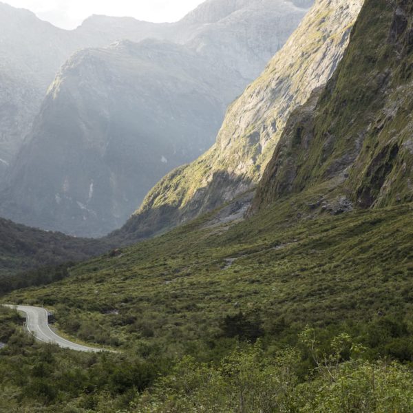 Switchbacks Driving Through Mountains Milford Sound Fiordland