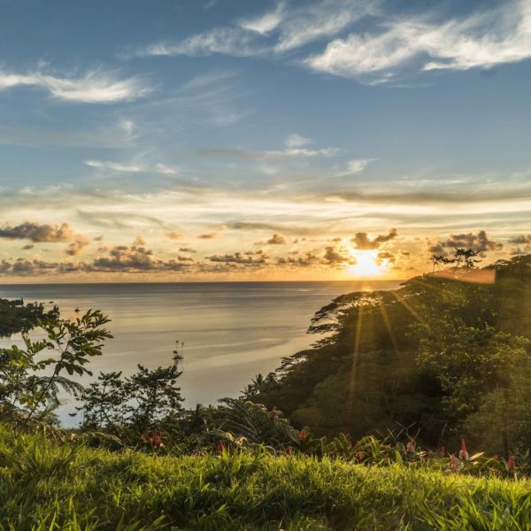 Tahiti raiatea sunset ocean lush vegetation