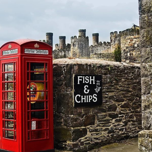 United Kingdom Phone Kiosk Phone Booth Fish and Chips