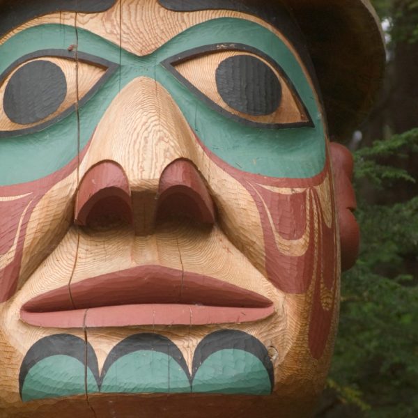 Alaska Luxury Vacation Ketchikan Totem Face Closeup