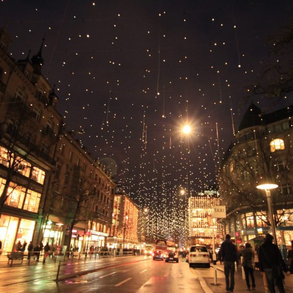Europe Luxury Switzerland Vacation Christmas Light Night View City Light Mens Wool