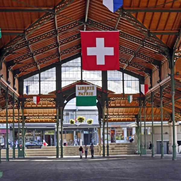 Europe Luxury Switzerland Vacation Montreux Market Hall Event Hall Flags Vaud