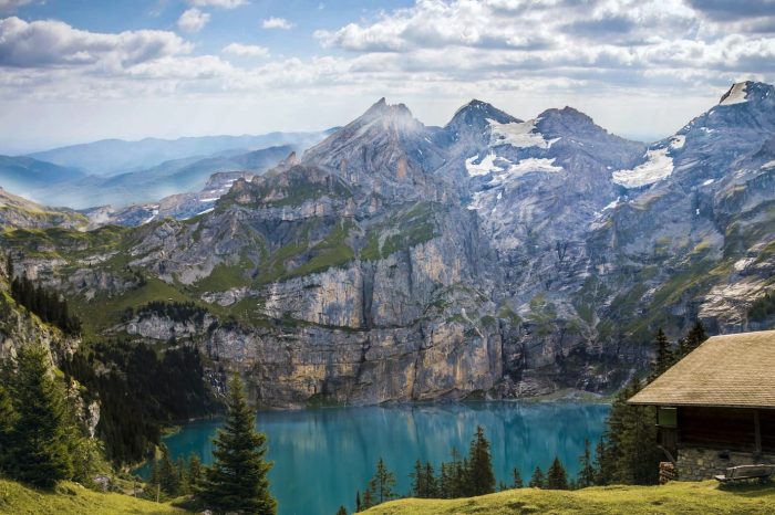 Europe Luxury Switzerland Vacation Mountains Bergsee Lake Lake Oeschinen Alm