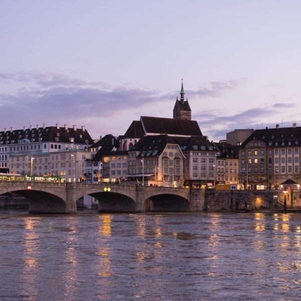 Europe Luxury Switzerland Vacation Rhine River Middle Bridge Landmark Basel