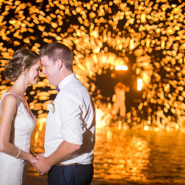 Luxury Thailand Vacation Destination Wedding Romantic Couple Fireworks Sparklers