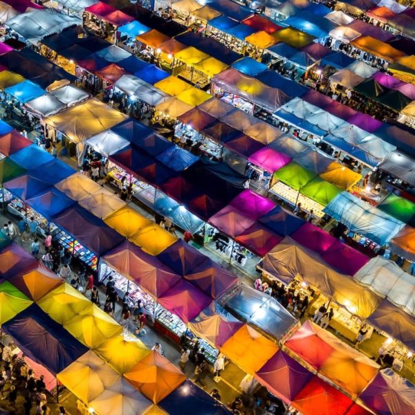 Luxury Thailand Vacation Night Market From Above