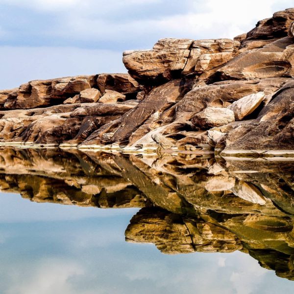 Luxury Thailand Vacation Rock Formation Mirrored By Water