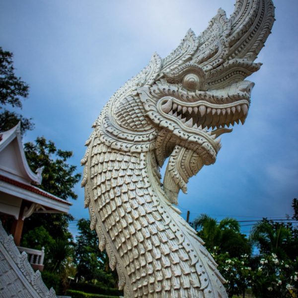 Luxury Thailand Vacation White Dragon Statue Art Asia Asian