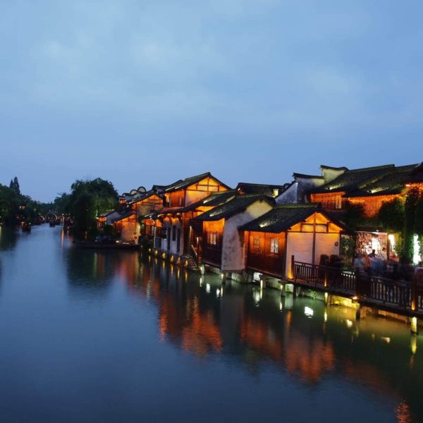 Luxury Vacation China Asia Wuzhen At Dusk South Of Yangtze River Blue Serenity