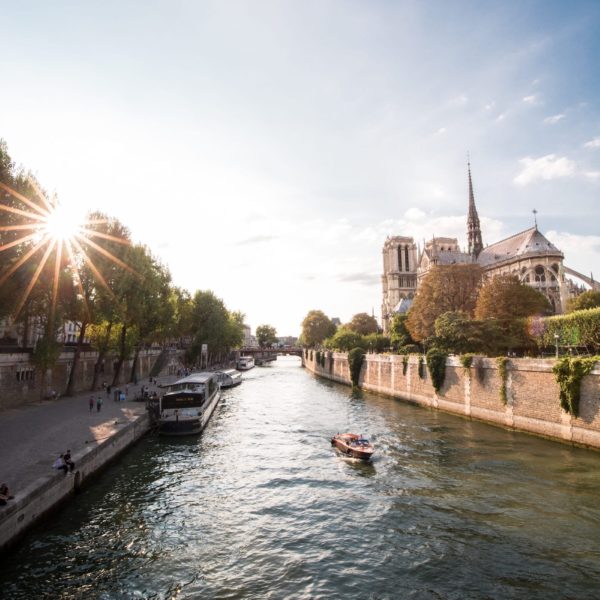 notre dame seine river paris france