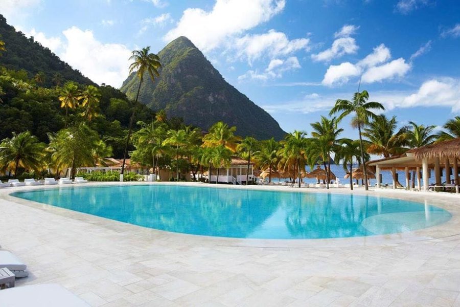 St Lucia Sugar Beach Pool Pitons